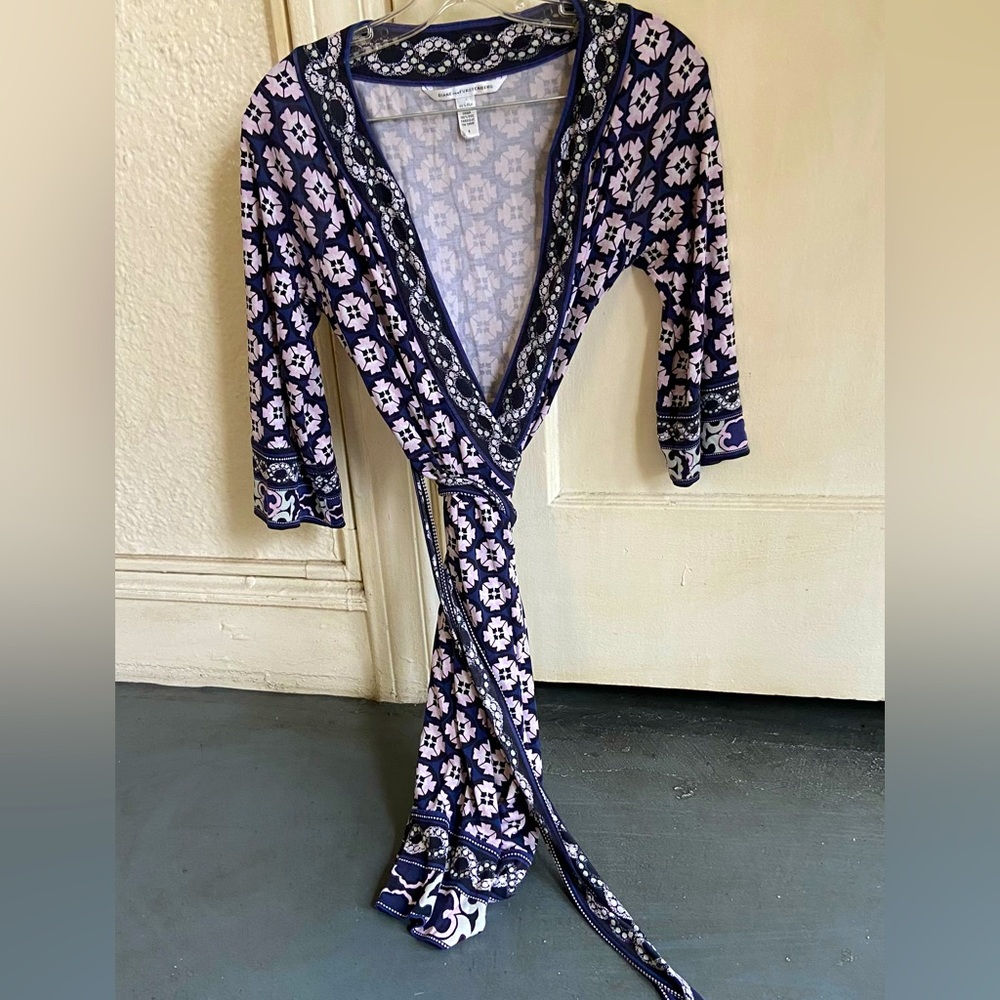 Diane von Furstenberg Silk Julien Two Wrap Print Mini Dress 6